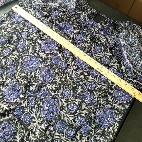 Lucky Brand Black Blue Sheer Top Large - Picture 8 of 11